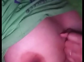 Desi Girl Riya in like manner obese chest while lying on video call and pressing obese chest for boyfriend