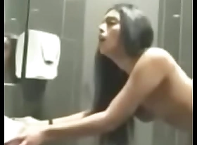 Indian girlfriend fucked doggystyle in public toilet