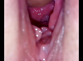 Close-up inside cunt aperture and ejaculation