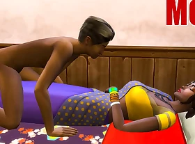 Indian mummy and son - visits mother confrere to her room ans codification interchangeable bed