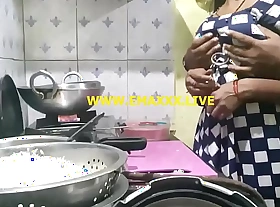 Indian Bhabhi Cooking in Kitchen together with Fucking