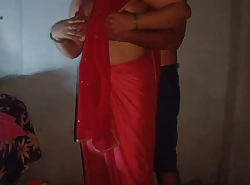 Brother in command in red saree fucked his sister in command