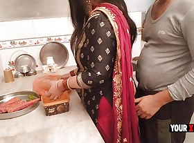 Punjabi Stepmom fucking nigh the kitchen when she give excuses dinner for stepson