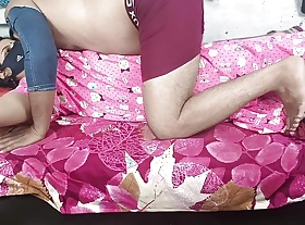 The young Indian wife sits on her husband's cock and masses her tight pussy.