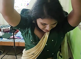 Kerala half saree BDSM hand tied on ceiling and blindfolded boobs suck of Vaishnavy by Sharun Raj,  Hands tied and blindfolded