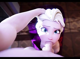 Elsa gets mouth animated of Cream down her throat