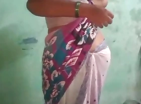 sexy aunty dress soap powder in bathroom