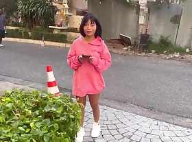 Skinny Asian Destroyed by Big with Dick Creampie