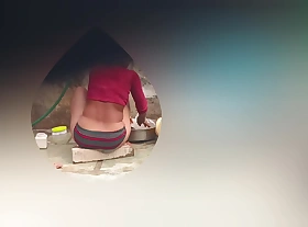 I see my step suckle in the alfresco bathroom cleaning her pussy hair guileless bathroom and taking a bath.