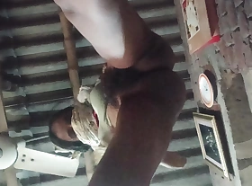 Standing ass and pussy close up fingering on the bed.