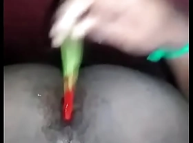 Indian accompanying small fry making out his aggravation with stick and bleeding